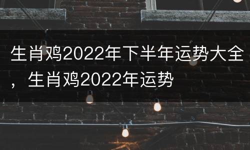 生肖鸡2022年下半年运势大全，生肖鸡2022年运势