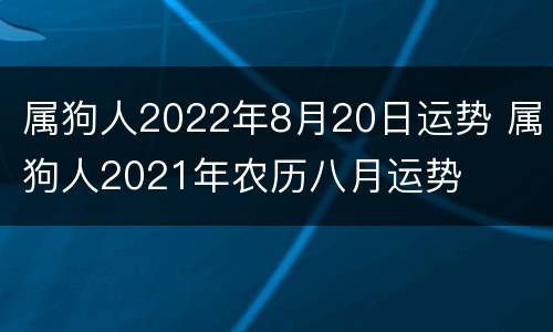 属狗人2022年8月20日运势 属狗人2021年农历八月运势