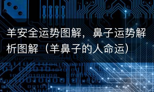 羊安全运势图解，鼻子运势解析图解（羊鼻子的人命运）