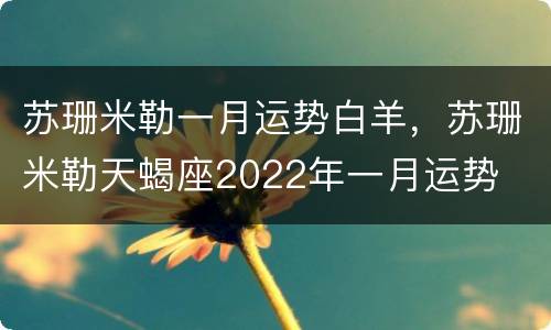苏珊米勒一月运势白羊，苏珊米勒天蝎座2022年一月运势