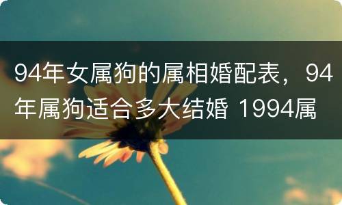 94年女属狗的属相婚配表，94年属狗适合多大结婚 1994属
