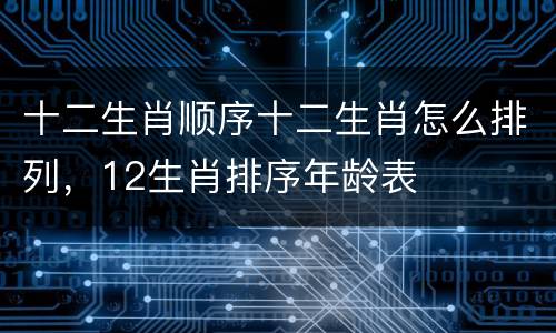 十二生肖顺序十二生肖怎么排列，12生肖排序年龄表