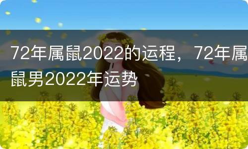 72年属鼠2022的运程，72年属鼠男2022年运势