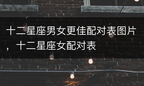 十二星座男女更佳配对表图片，十二星座女配对表