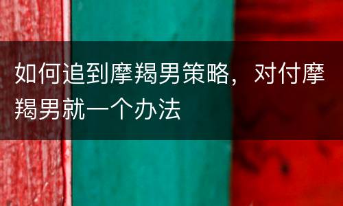 如何追到摩羯男策略，对付摩羯男就一个办法