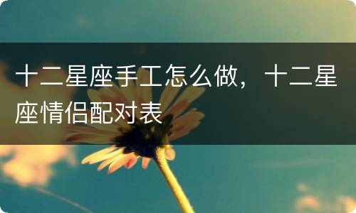 十二星座手工怎么做，十二星座情侣配对表