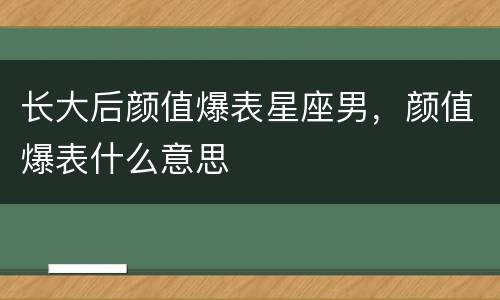 长大后颜值爆表星座男，颜值爆表什么意思
