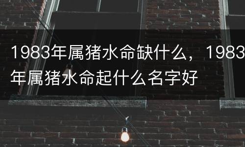 1983年属猪水命缺什么，1983年属猪水命起什么名字好