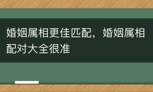 婚姻属相更佳匹配，婚姻属相配对大全很准