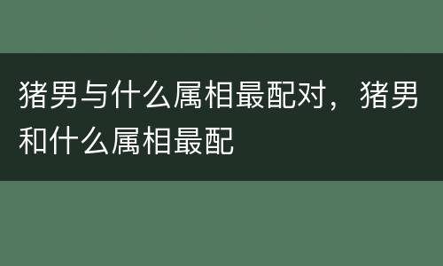 猪男与什么属相最配对，猪男和什么属相最配