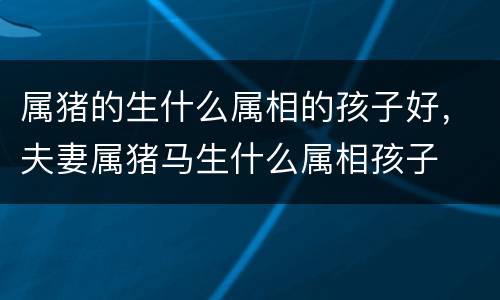 属猪的生什么属相的孩子好，夫妻属猪马生什么属相孩子