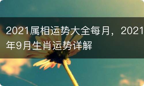 2021属相运势大全每月，2021年9月生肖运势详解