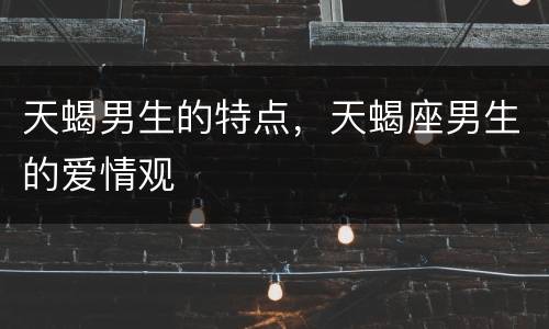 天蝎男生的特点，天蝎座男生的爱情观