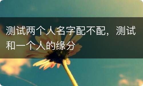测试两个人名字配不配，测试和一个人的缘分