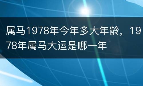 属马1978年今年多大年龄，1978年属马大运是哪一年