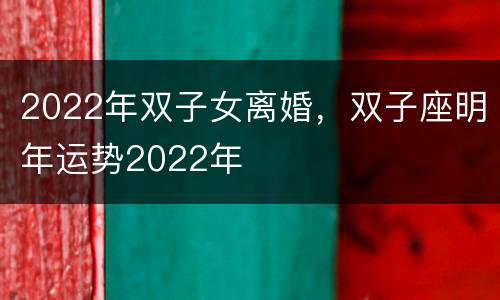 2022年双子女离婚，双子座明年运势2022年