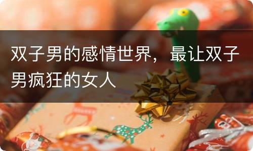双子男的感情世界，最让双子男疯狂的女人