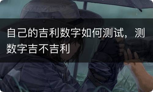 自己的吉利数字如何测试，测数字吉不吉利