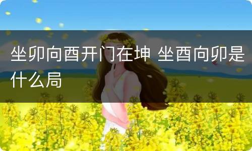 坐卯向酉开门在坤 坐酉向卯是什么局