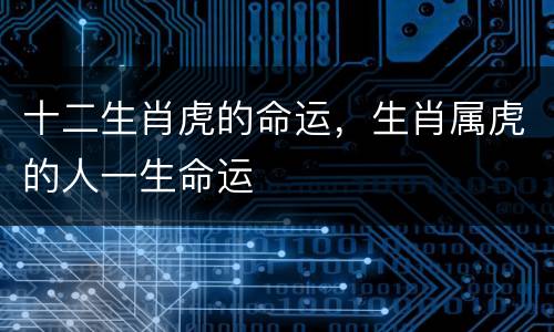 十二生肖虎的命运，生肖属虎的人一生命运