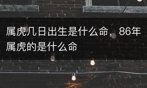 属虎几日出生是什么命，86年属虎的是什么命