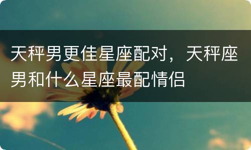 天秤男更佳星座配对，天秤座男和什么星座最配情侣