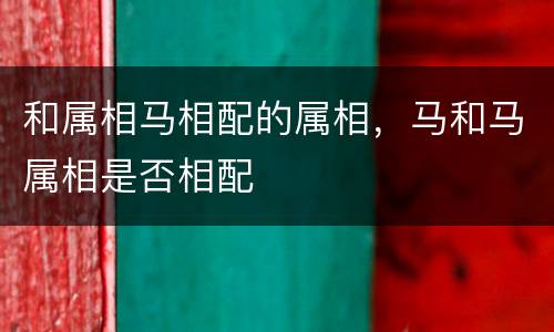 和属相马相配的属相，马和马属相是否相配