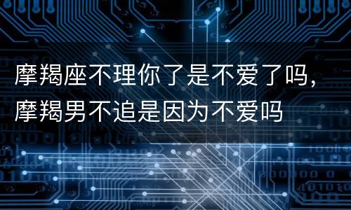 摩羯座不理你了是不爱了吗，摩羯男不追是因为不爱吗