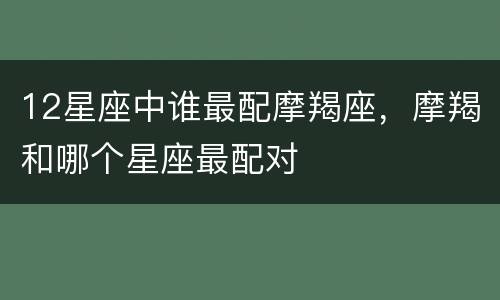 12星座中谁最配摩羯座，摩羯和哪个星座最配对