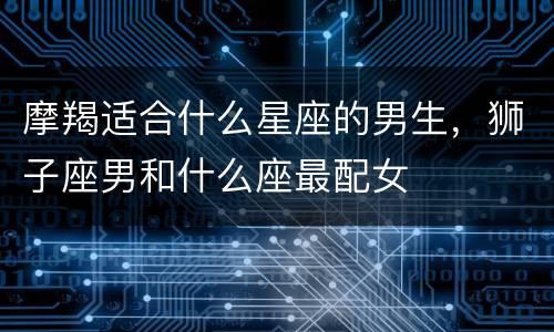 摩羯适合什么星座的男生，狮子座男和什么座最配女