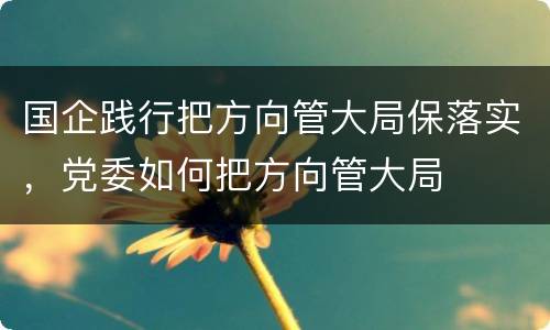 国企践行把方向管大局保落实，党委如何把方向管大局