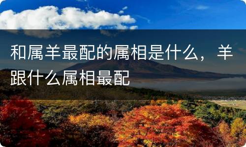 和属羊最配的属相是什么，羊跟什么属相最配