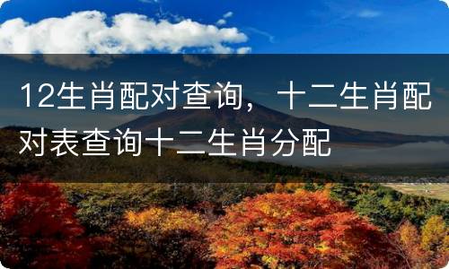 12生肖配对查询，十二生肖配对表查询十二生肖分配