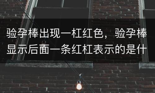 验孕棒出现一杠红色，验孕棒显示后面一条红杠表示的是什么