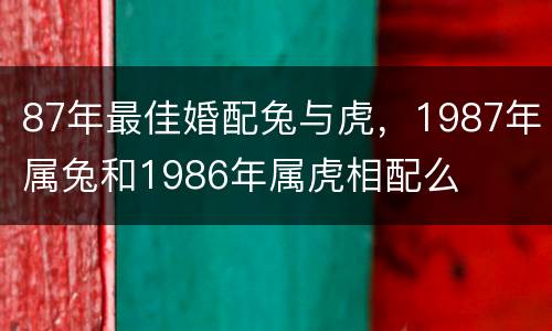87年最佳婚配兔与虎，1987年属兔和1986年属虎相配么
