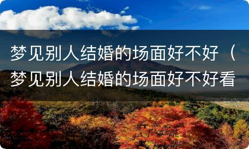 梦见别人结婚的场面好不好（梦见别人结婚的场面好不好看）