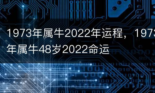 1973年属牛2022年运程，1973年属牛48岁2022命运