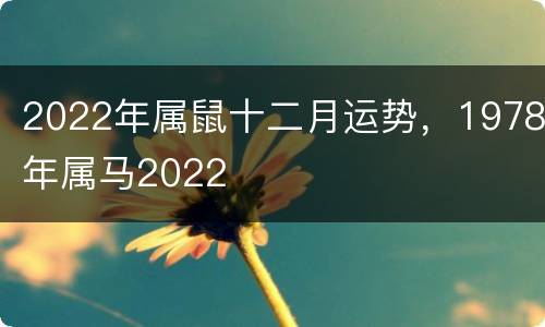 2022年属鼠十二月运势，1978年属马2022