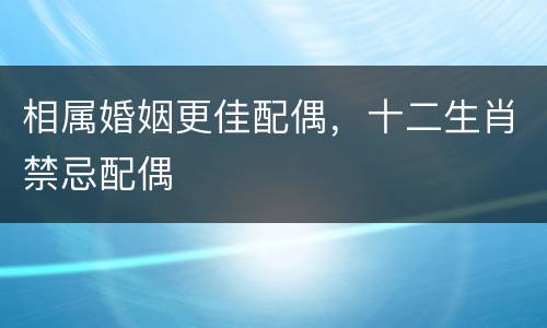 相属婚姻更佳配偶，十二生肖禁忌配偶