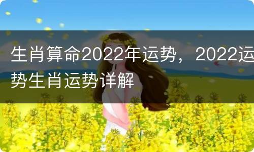 生肖算命2022年运势，2022运势生肖运势详解