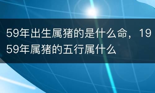 59年出生属猪的是什么命，1959年属猪的五行属什么