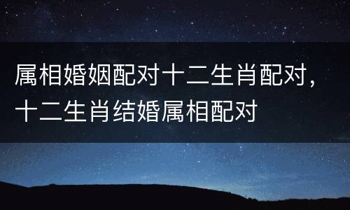属相婚姻配对十二生肖配对，十二生肖结婚属相配对