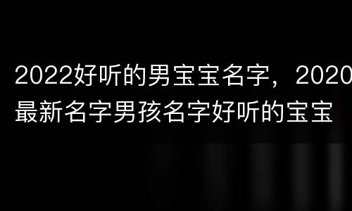 2022好听的男宝宝名字，2020最新名字男孩名字好听的宝宝名字库