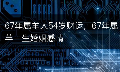 67年属羊人54岁财运，67年属羊一生婚姻感情