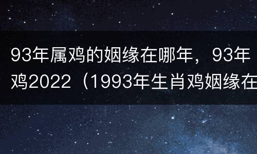 93年属鸡的姻缘在哪年，93年鸡2022（1993年生肖鸡姻缘在哪年）