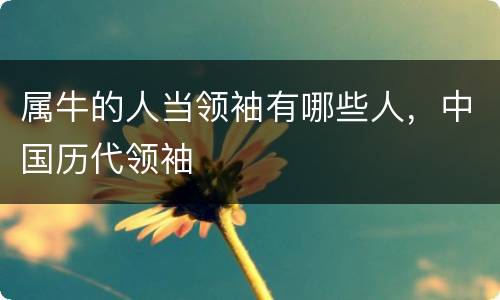 属牛的人当领袖有哪些人，中国历代领袖