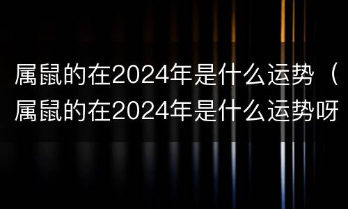 属鼠的在2024年是什么运势（属鼠的在2024年是什么运势呀）