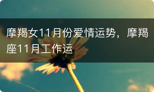 摩羯女11月份爱情运势，摩羯座11月工作运