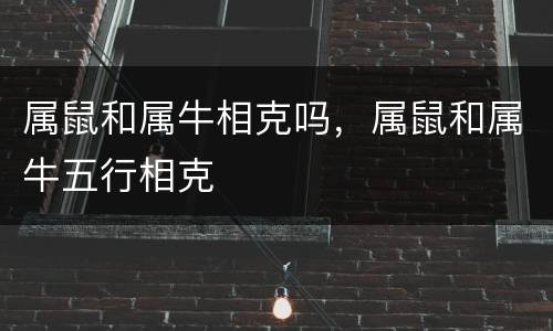 属鼠和属牛相克吗，属鼠和属牛五行相克