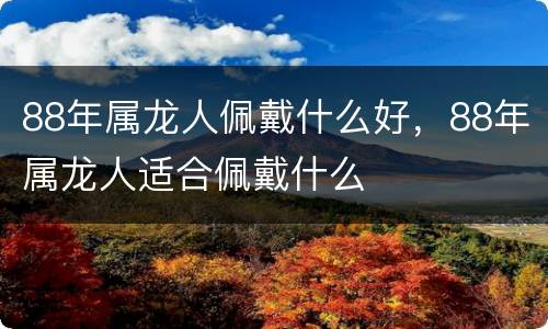 88年属龙人佩戴什么好，88年属龙人适合佩戴什么